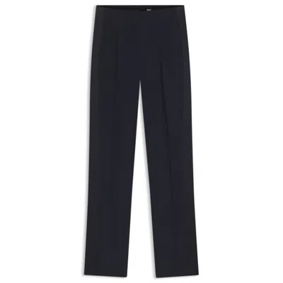 Hugo Boss Straight-fit Pants In Matte Fabric In Black