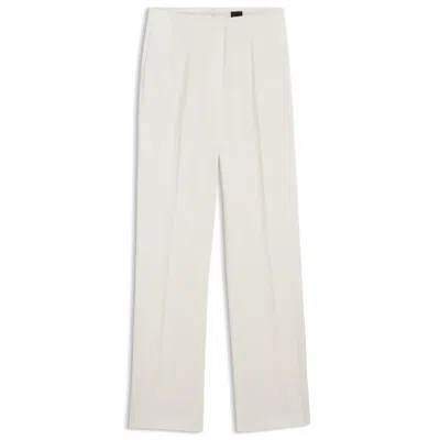 Hugo Boss Straight-fit Pants In Matte Fabric In White