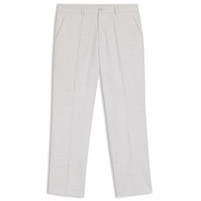 Hugo Boss Straight-fit Pants In Virgin Wool And Cotton In White