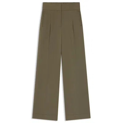 Hugo Boss Straight-fit Pants With Pleat Front In Green