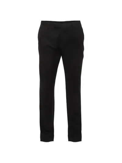 Pre-owned Hugo Boss Straight-fit Wool Trousers In Black