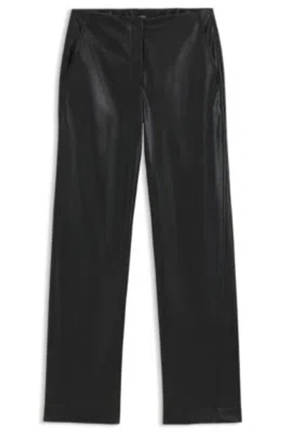 Hugo Boss Straight-leg Trousers In Faux Leather In Black