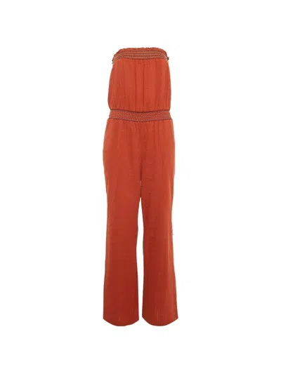 Pre-owned Hugo Boss Strapless Jumpsuit In Orange