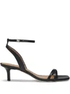 Hugo Boss Leather Sandals With Double B Monogram In Black