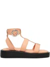 Hugo Boss Strappy Platform Sandals In Pink