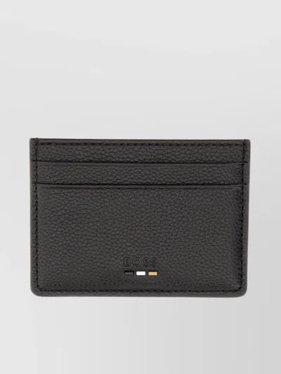 Hugo Boss Streamlined Compact Wallet Design In Black