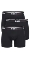 Hugo Boss Three-pack Of Stretch-cotton Trunks With Logo Waistbands In Black