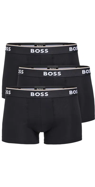 HUGO BOSS STRETCH COTTON 3 PACK TRUNKS BLACK