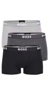 Hugo Boss 3-pack Power Stretch Cotton Boxer Briefs In Grey