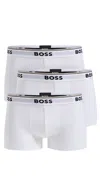 Hugo Boss Three-pack Of Stretch-cotton Trunks With Logo Waistbands In White