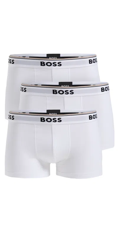 HUGO BOSS STRETCH COTTON 3 PACK TRUNKS WHITE