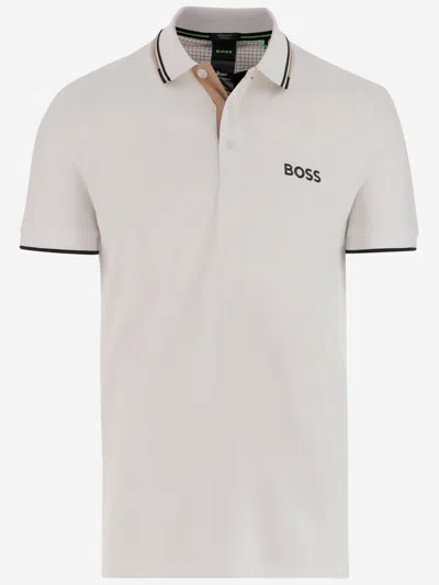 Hugo Boss Stretch Cotton Blend Polo Shirt In Neutral
