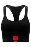 Hugo Boss Stretch-cotton Bralette With Logo Label In Black