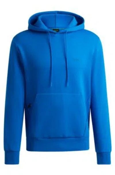 Hugo Boss Stretch-cotton Hoodie With Sandwich Logo In Light Blue
