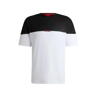 Hugo Boss Stretch-cotton Pajama T-shirt With Color-blocking In Black