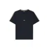 Hugo Boss Stretch-cotton Pajama T-shirt With Signature-stripe Tape In Black