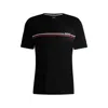 Hugo Boss Stretch-cotton Pajama T-shirt With Stripe And Logo In Black