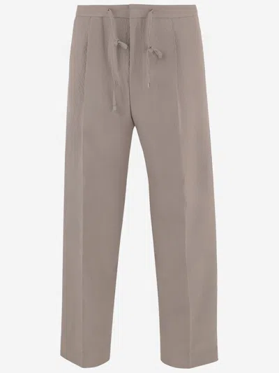 Hugo Boss Stretch Cotton Pants In Brown