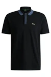 Hugo Boss Stretch-cotton Polo Shirt With Contrast Logo In Black
