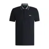 Hugo Boss Stretch-cotton Polo Shirt With Logo Detail In Blue