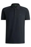 Hugo Boss Stretch-cotton Polo Shirt With Striped Tape Inserts In Dark Blue