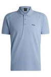 Hugo Boss Stretch-cotton Polo Shirt With Striped Tape Inserts In Light Blue