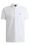 Hugo Boss Stretch-cotton Polo Shirt With Striped Tape Inserts In White