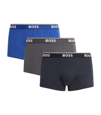 Hugo Boss Stretch-cotton Power Trunks In Blue
