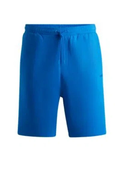 Hugo Boss Stretch-cotton Regular-fit Shorts With Sandwich Logo In Light Blue