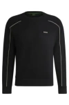 Hugo Boss Stretch-cotton Regular-fit Sweatshirt With Embossed Artwork In Black