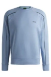 Hugo Boss Stretch-cotton Regular-fit Sweatshirt With Embossed Artwork In Light Blue