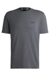 Hugo Boss Stretch-cotton Regular-fit T-shirt With Contrast Logo In Gray