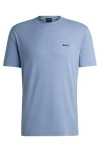 Hugo Boss Stretch-cotton Regular-fit T-shirt With Contrast Logo In Open Blue