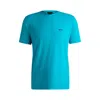 Hugo Boss Stretch-cotton Regular-fit T-shirt With Contrast Logo In Blue