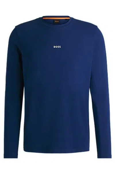 Hugo Boss T Chark Long Sleeve T Shirt Dark Blue In White