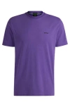 Hugo Boss Stretch-cotton Regular-fit T-shirt With Contrast Logo In Purple