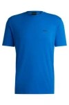 Hugo Boss Stretch-cotton Regular-fit T-shirt With Contrast Logo In Light Blue