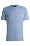 Hugo Boss Stretch-cotton Regular-fit T-shirt With Contrast Logo In Light Blue