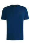 Hugo Boss Stretch-cotton Regular-fit T-shirt With Contrast Logo In Blue