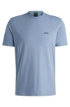 Hugo Boss Stretch-cotton Regular-fit T-shirt With Contrast Logo In Blue