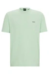 Hugo Boss Stretch-cotton Regular-fit T-shirt With Contrast Logo In Light Green