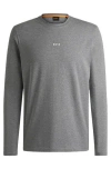 Hugo Boss Stretch-cotton Regular-fit T-shirt With Contrast Logo In Gray