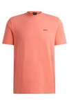 Hugo Boss Stretch-cotton Regular-fit T-shirt With Contrast Logo In Light Red