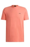Hugo Boss Stretch-cotton Regular-fit T-shirt With Contrast Logo In Red