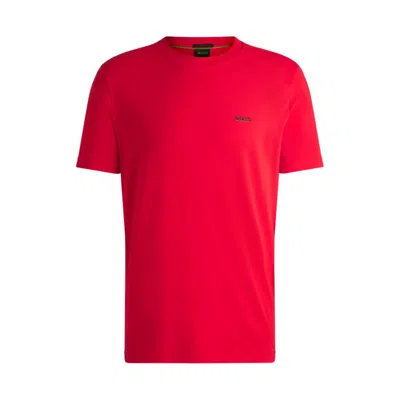 HUGO BOSS STRETCH-COTTON REGULAR-FIT T-SHIRT WITH CONTRAST LOGO
