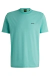 Hugo Boss Stretch-cotton Regular-fit T-shirt With Contrast Logo In Blue
