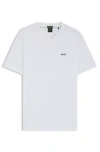 Hugo Boss Stretch-cotton Regular-fit T-shirt With Contrast Logo In White