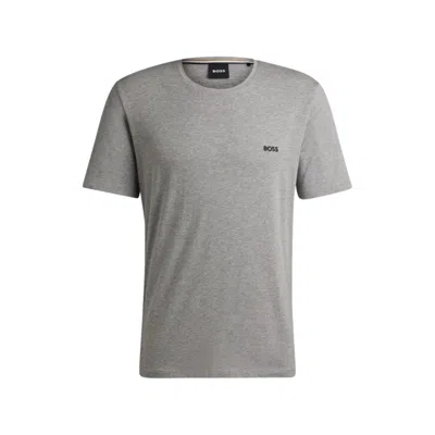 Hugo Boss Mens Boss Logo-embroidered Regular-fit Stretch-cotton T-shirt In Gray