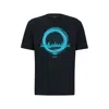 Hugo Boss Stretch-cotton Regular-fit T-shirt With Seasonal Artwork In Dark Blue