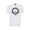 Hugo Boss Stretch-cotton Regular-fit T-shirt With Seasonal Artwork In White